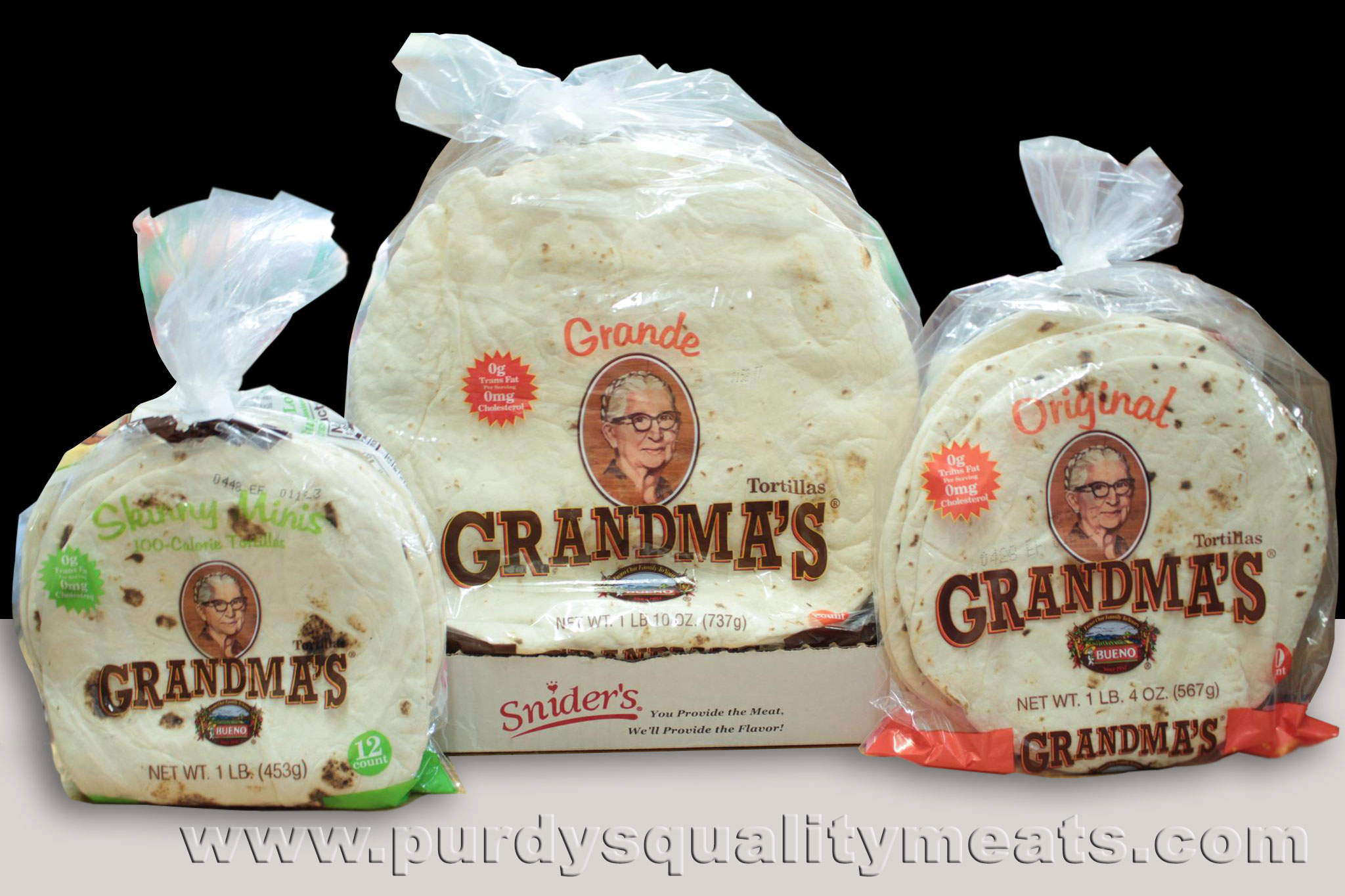 This image icon displays the Purdy's Quality Meats Grandma's Flour Tortillas image